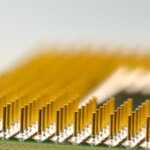 macro photography of processor pins