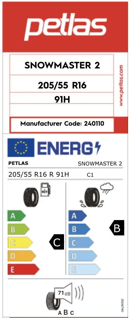 Snowmaster 2 205/55 R16 91H Ürün Etiketi