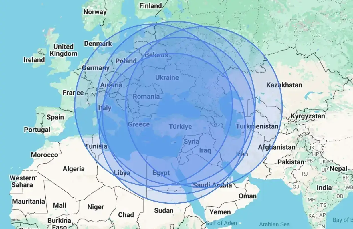 Baykar K2 Kamikaze UAV Coverage Area