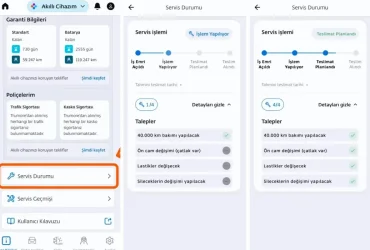 Togg Truemore, Servis Bilgi Ekranı